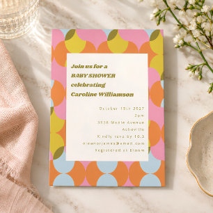 Invitation Baby Shower Géométrique Abstrait de Style Milieu d
