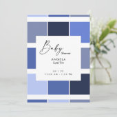 Invitation Baby shower géométrique bleu (Debout devant)