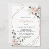 Invitation Baby shower géométrique classique rose pâle (Devant)