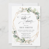 Invitation Baby shower géométrique de feuillage chic (Devant)