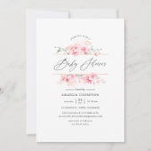 Invitation Baby shower géométrique en fleurs de cerisier rose (Devant)