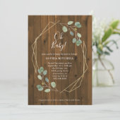 Invitation Baby shower géométrique Eucalyptus rustique | Mon  (Debout devant)