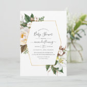 Invitation Baby shower géométrique Floral Or (Debout devant)