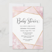 Invitation Baby shower géométrique rose (Devant)