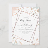 Invitation Baby shower géométrique rose Gold & Blush Paint Ro (Devant)