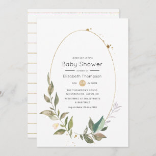Invitation Baby shower géométrique Serenity Greenery