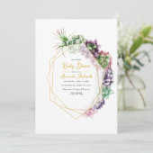 Invitation Baby shower géométrique Succulent moderne (Debout devant)