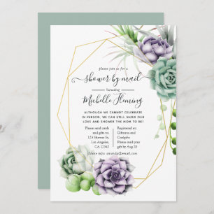 Invitation Baby shower géométrique Succulent par courrier