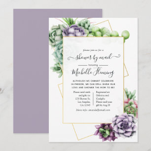 Invitation Baby Shower Géométrique Succulent par la Poste