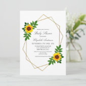 Invitation Baby shower géométrique tournesol (Debout devant)