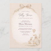 Invitation Baby-Shower Gingham Bébé Oie Folle (Devant)