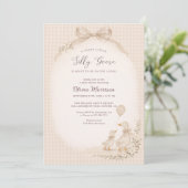 Invitation Baby-Shower Gingham Bébé Oie Folle (Debout devant)
