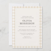 Invitation Baby-Shower Gingham Beige Neutre (Devant)