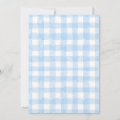 Invitation Baby Shower Gingham Biscuit au Gingembre Ruban Ble (Dos)