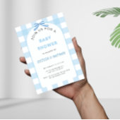 Invitation Baby Shower Gingham Bleu, Bébé Garçon B