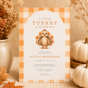 Invitation Baby Shower Gingham de la Petite Fête de Thanksgiv