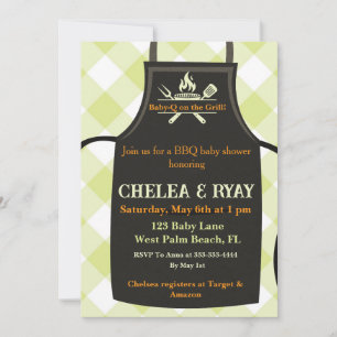 Invitation Baby shower Gingham est sur le grill baby shower