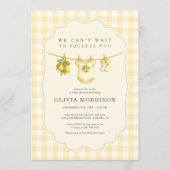 Invitation Baby Shower Gingham Jaune Pamplemousse (Devant)
