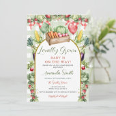 Invitation Baby Shower Gingham Marché Local Frais (Debout devant)