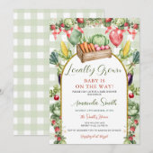 Invitation Baby Shower Gingham Marché Local Frais (Devant / Derrière)