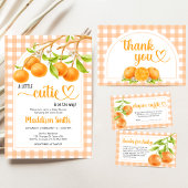 Invitation Baby Shower Gingham Orange