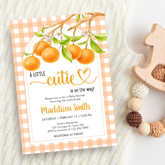 Invitation Baby Shower Gingham Orange