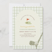 Invitation Baby Shower Gingham Vert de Golf (Devant)
