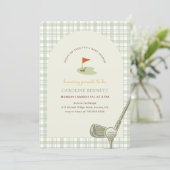 Invitation Baby Shower Gingham Vert de Golf (Debout devant)