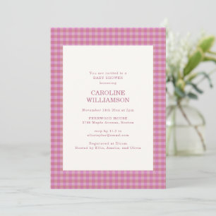 Invitation Baby-Shower Gingham Vichy à Carreaux Ro