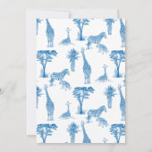 Invitation Baby shower girafe bleu Safari toile (Dos)