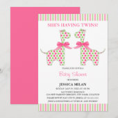 Invitation Baby shower girafe pour fille jumelle (Devant / Derrière)