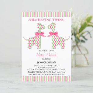 Invitation Baby shower girafe pour fille jumelle