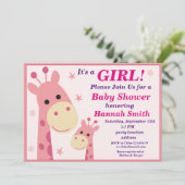 Invitation baby shower girafe rose (Debout devant)