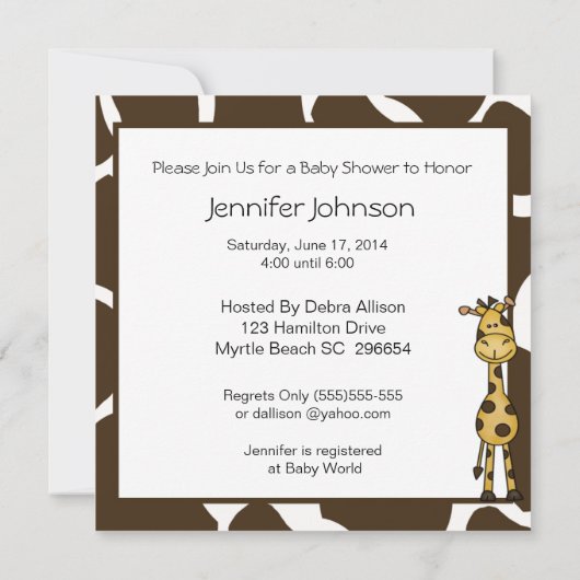 Invitation Baby shower Giraffe (Dos)