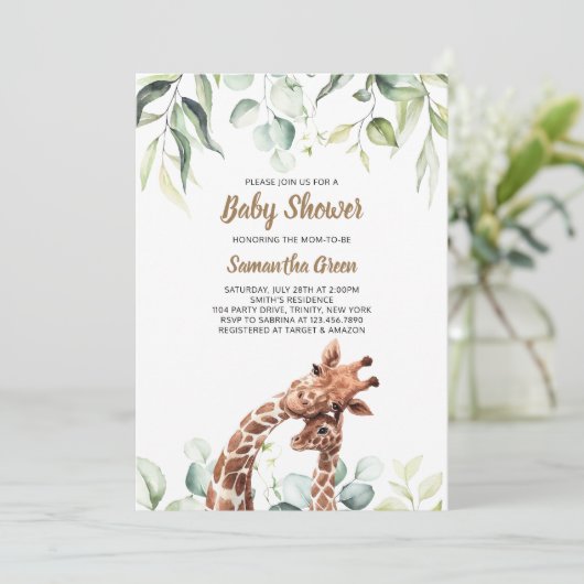 Invitation Baby shower Giraffe (Debout devant)