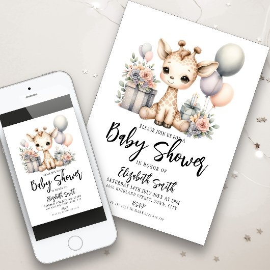 Invitation Baby shower Giraffe
