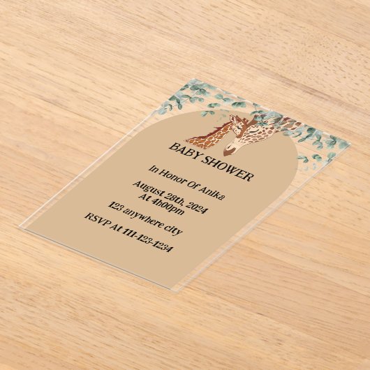 INVITATION BABY SHOWER GIRAFFE (Poser)