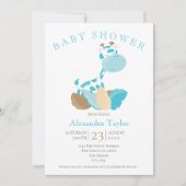 Invitation Baby shower Giraffe Bleue Personnalisé (Devant)