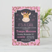 Invitation Baby shower Giraffe (fille) (Debout devant)