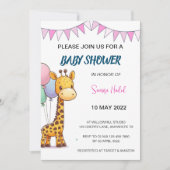 Invitation Baby shower Giraffe - Fille (Devant)