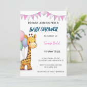 Invitation Baby shower Giraffe - Fille (Debout devant)