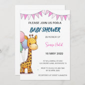 Invitation Baby shower Giraffe - Fille (Devant / Derrière)