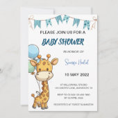 Invitation Baby shower Giraffe - Garçon (Devant)