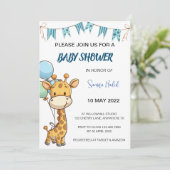 Invitation Baby shower Giraffe - Garçon (Debout devant)