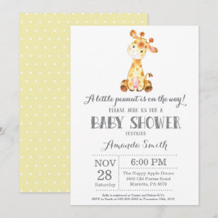 Invitation Baby shower Giraffe Jaune et Grey