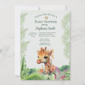 Invitation Baby shower Giraffe Neutre Genre Mignonne (Devant)