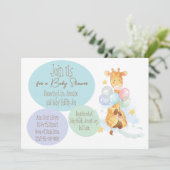 Invitation Baby shower Giraffe plat (Debout devant)