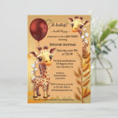 Invitation Baby shower giraffe Safari Twins (Debout devant)