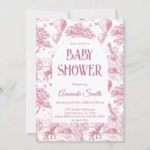 Invitation Baby shower Girl Chinoiserie Toile de Jouy
