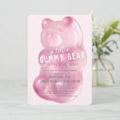 Invitation Baby shower GIrl de l'ours de gomme rose (Debout devant)